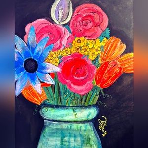 Floral acrylic painting (original)